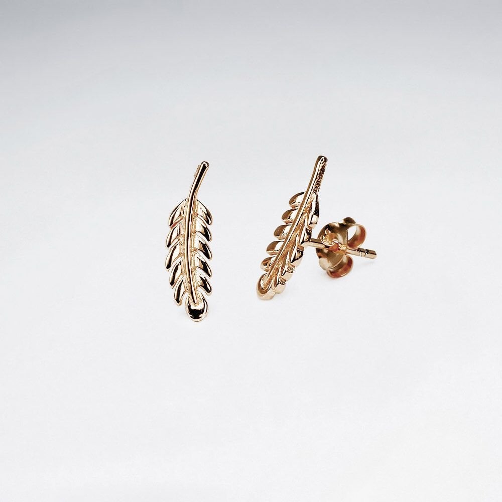 Sterling Silver Mini Feather Stud Earrings