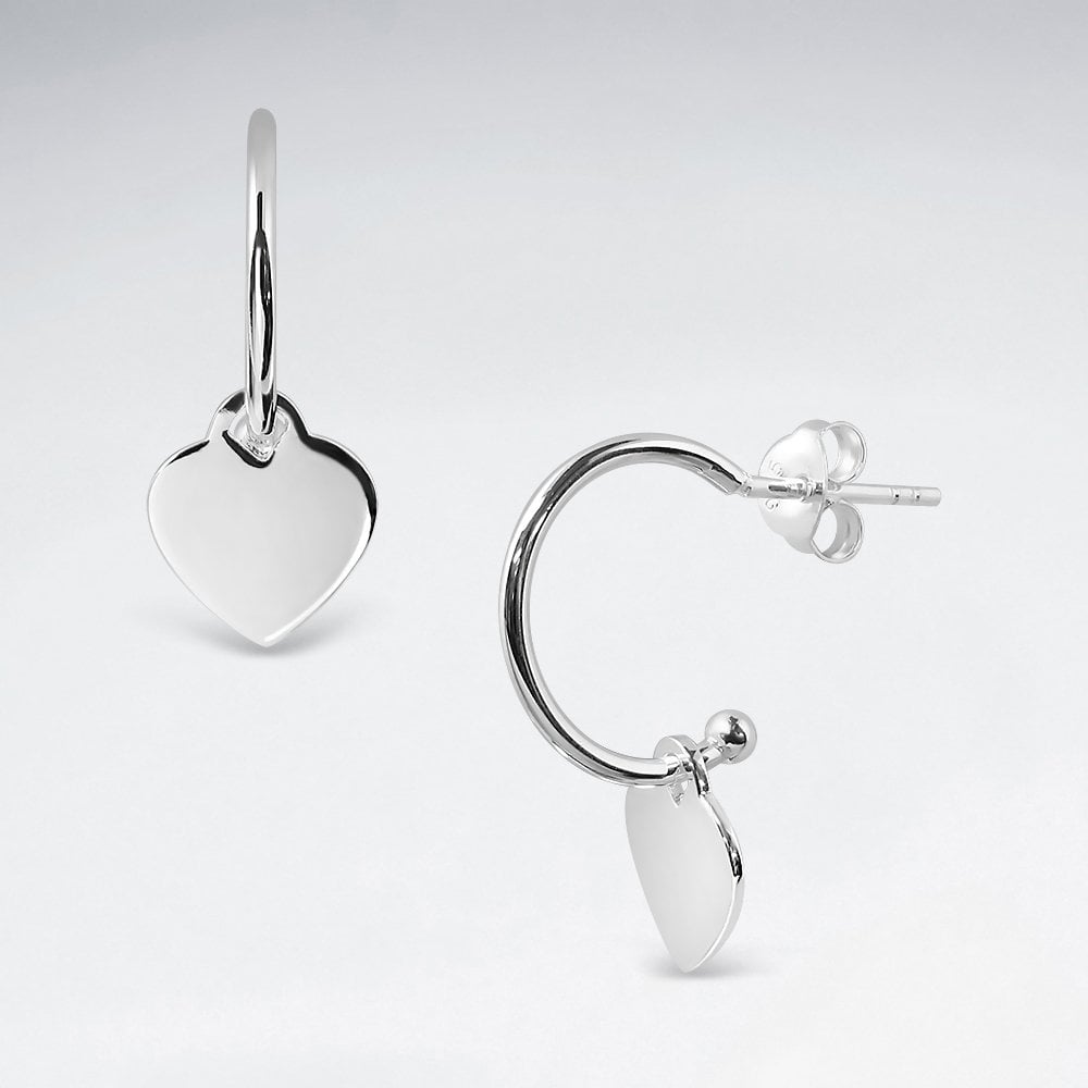 Love Story Sterling Silver Dangle Heart Stud Earrings