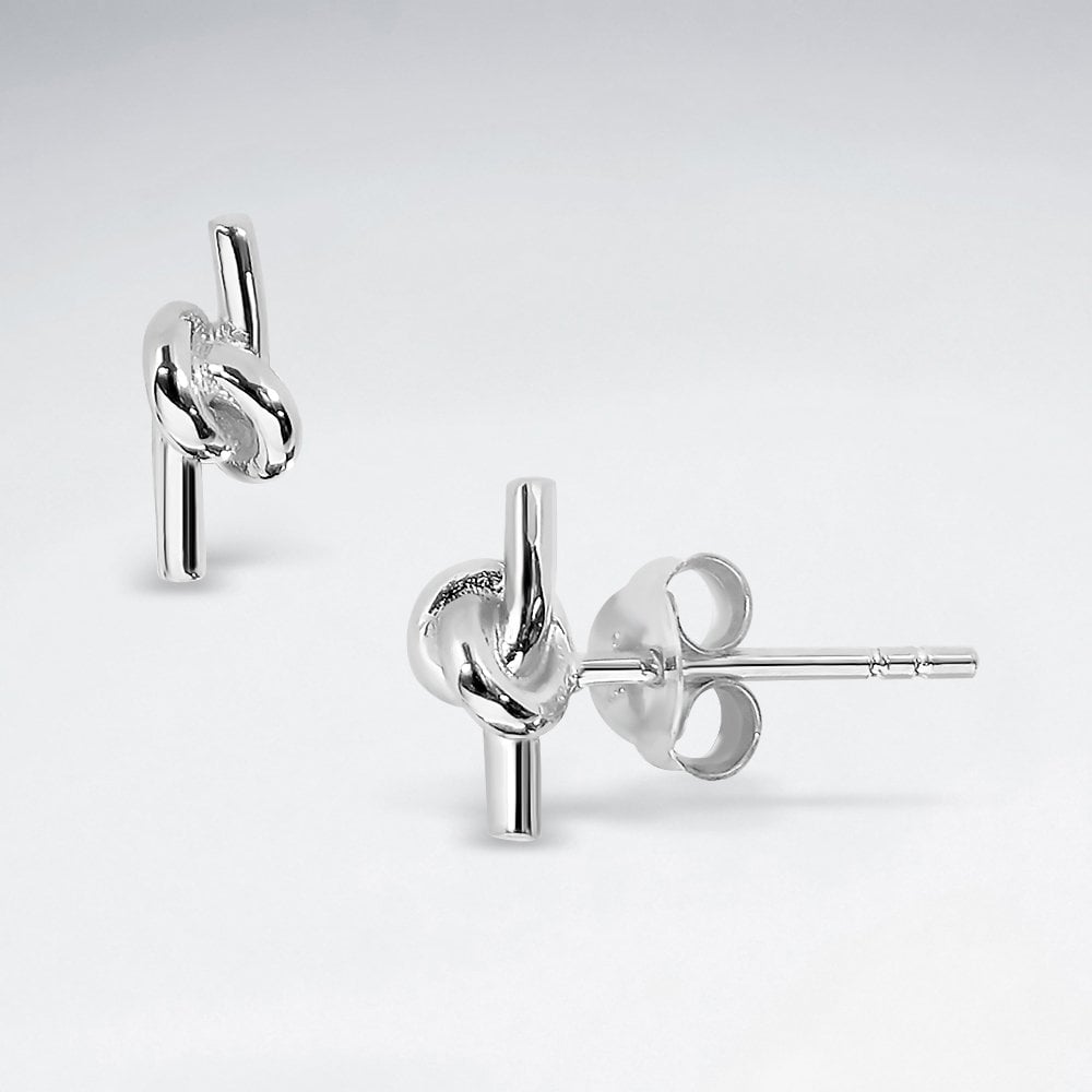 Love Knot Sterling Silver Simple Knot Stud Earrings