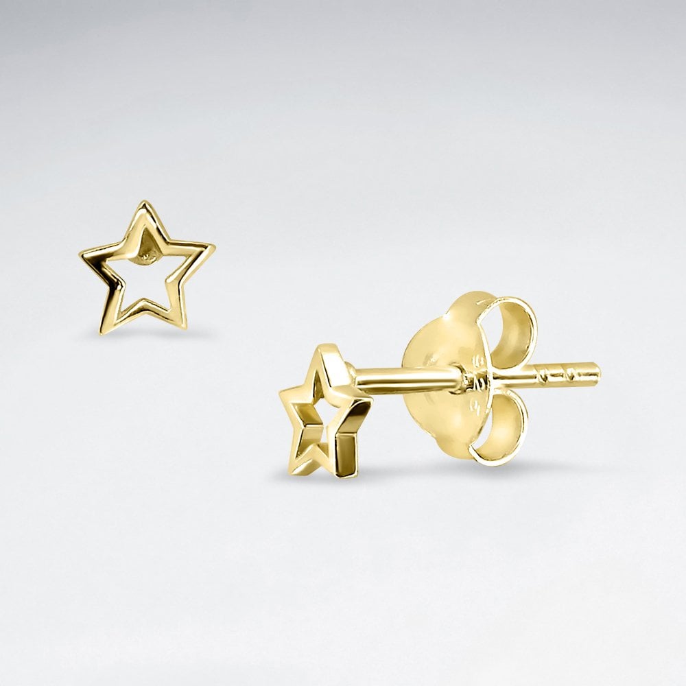Openwork Tiny Sterling Silver Star Stud Earrings