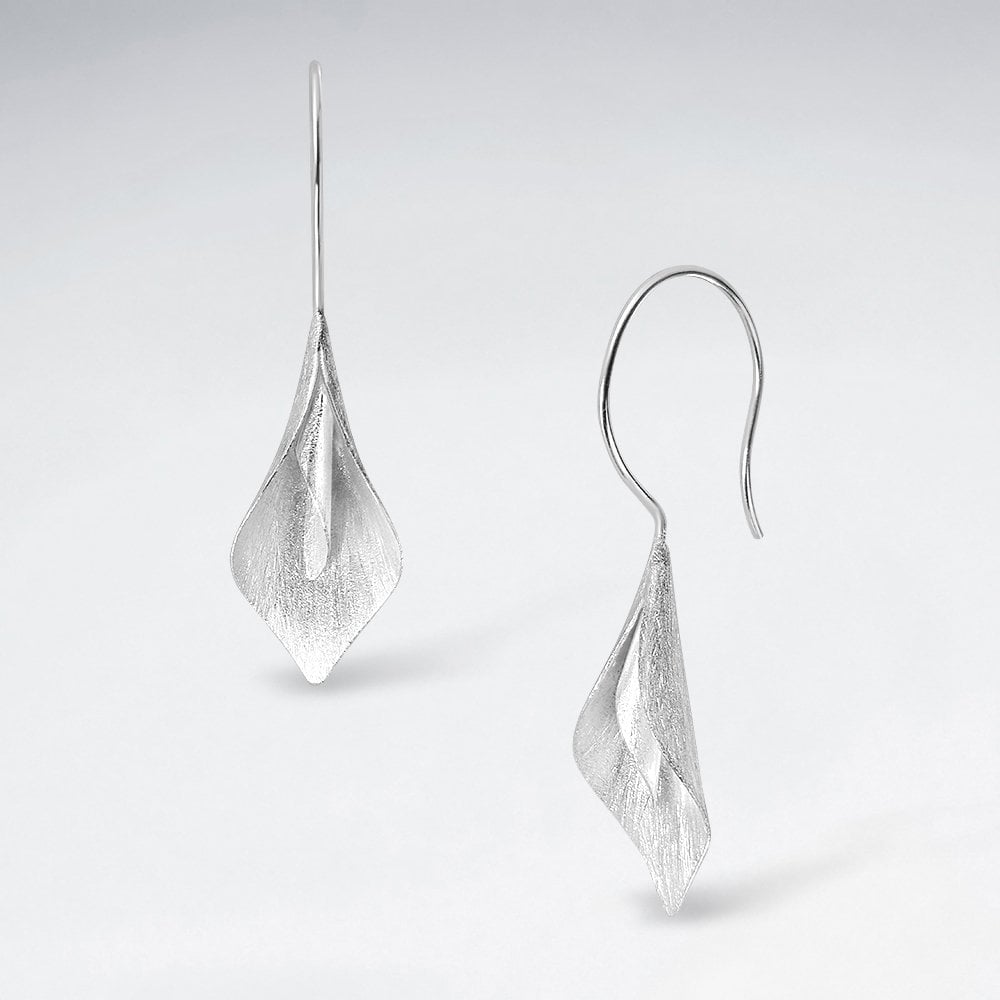 Sterling Silver Lily Flower Hook Earrings