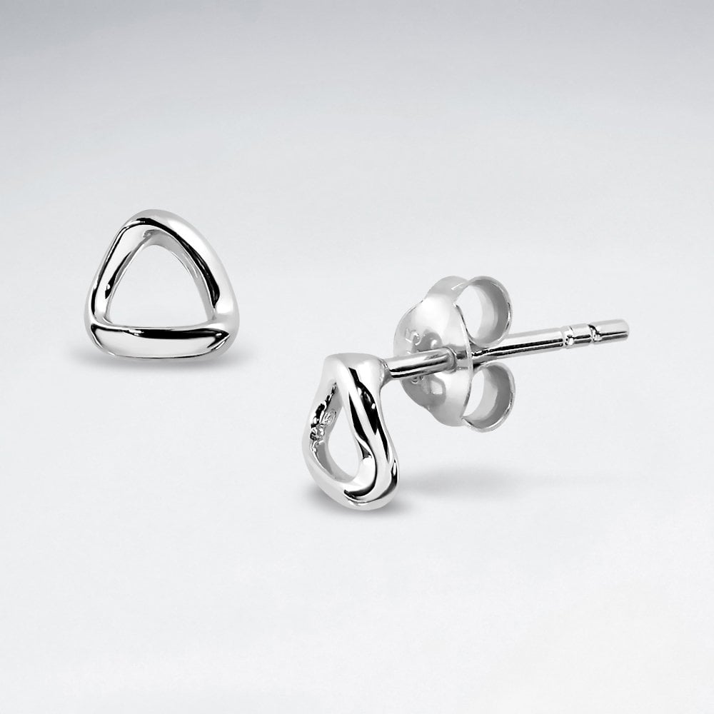 Sterling Silver Triangle Openwork Stud Earrings
