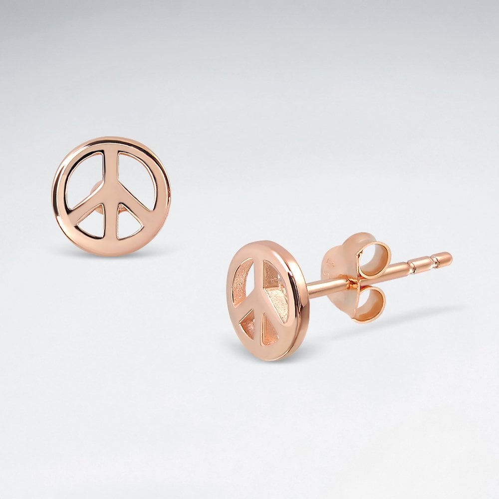 Sterling Silver Openwork Peace Sign Stud Earrings