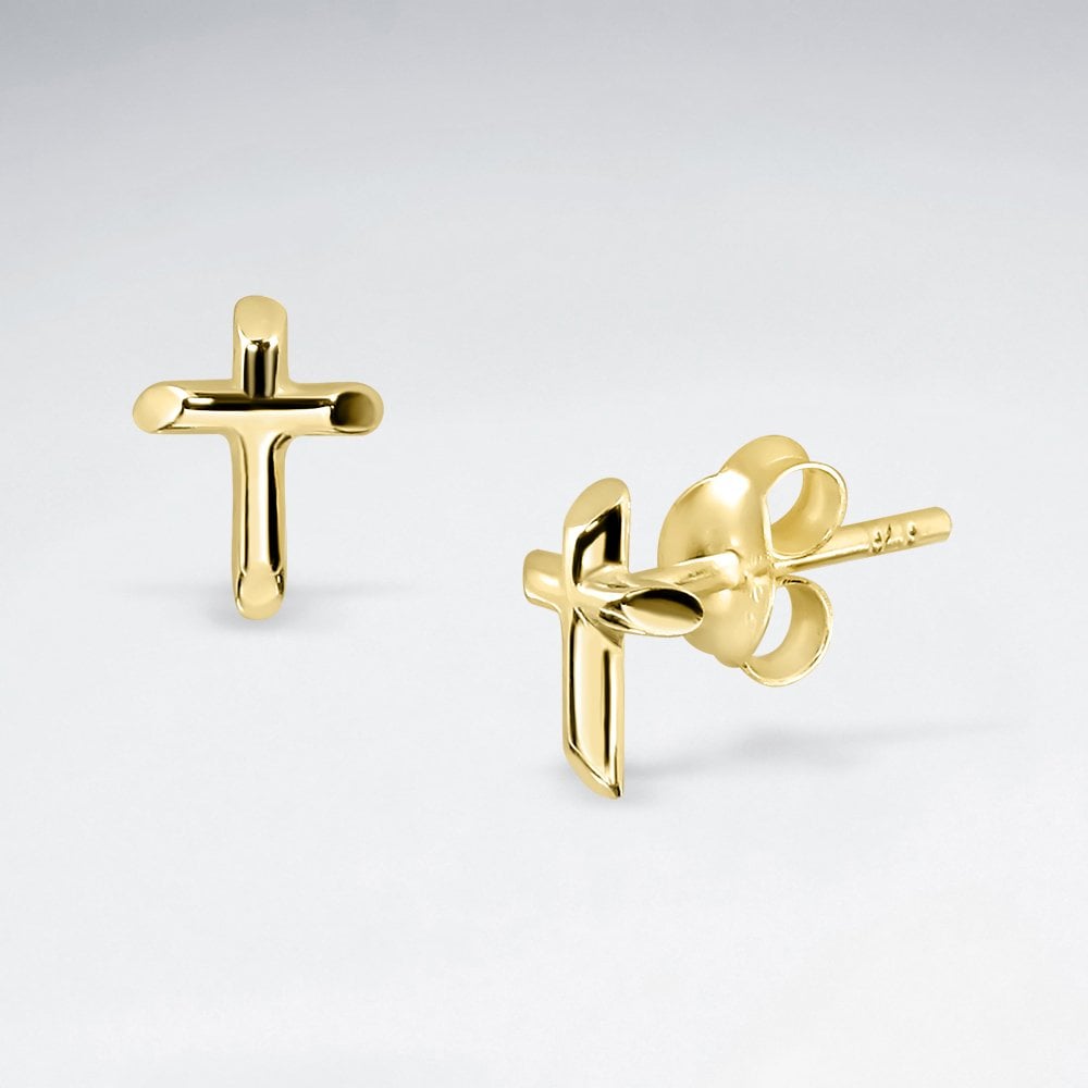Sterling Silver Religious Cross Earrings