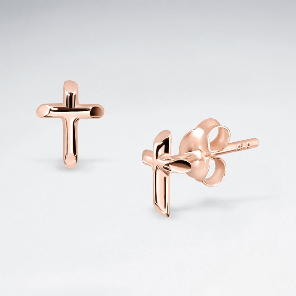 Sterling Silver Religious Cross Earrings