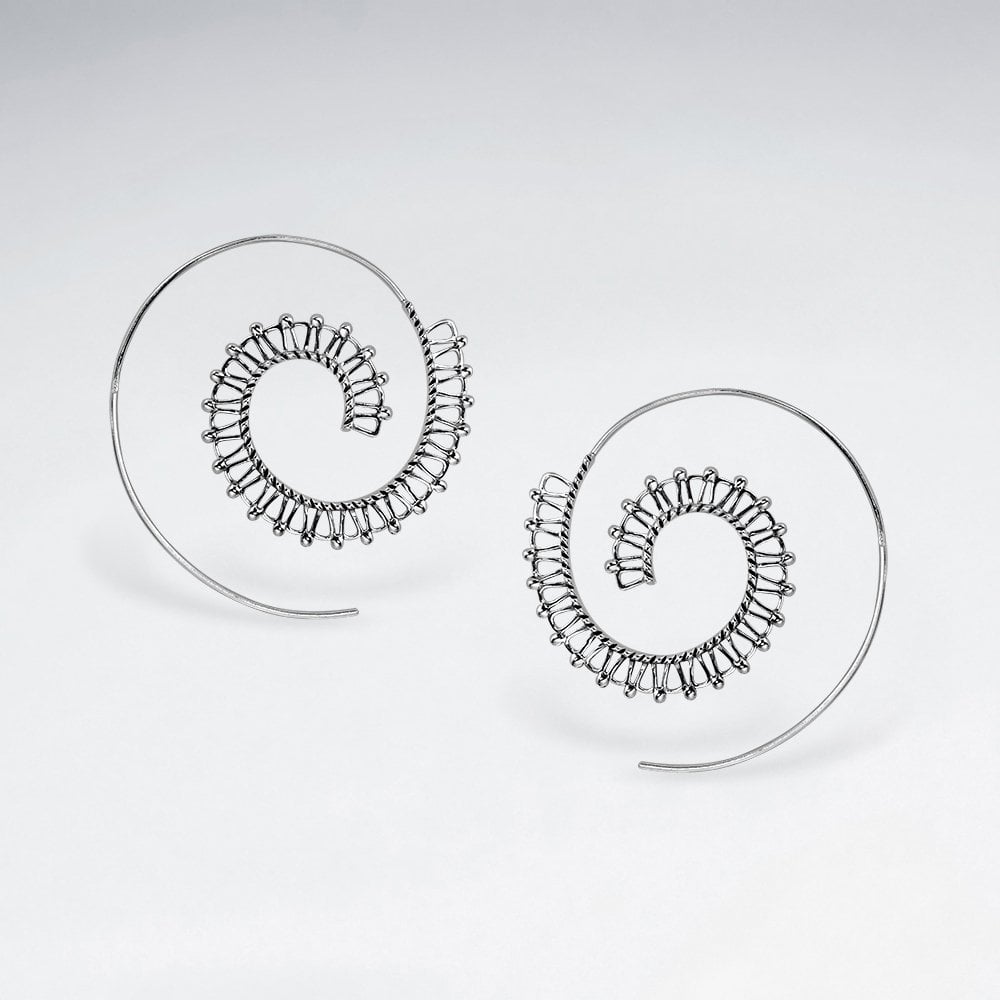 Filigree Swirl Hoop Silver Earrings
