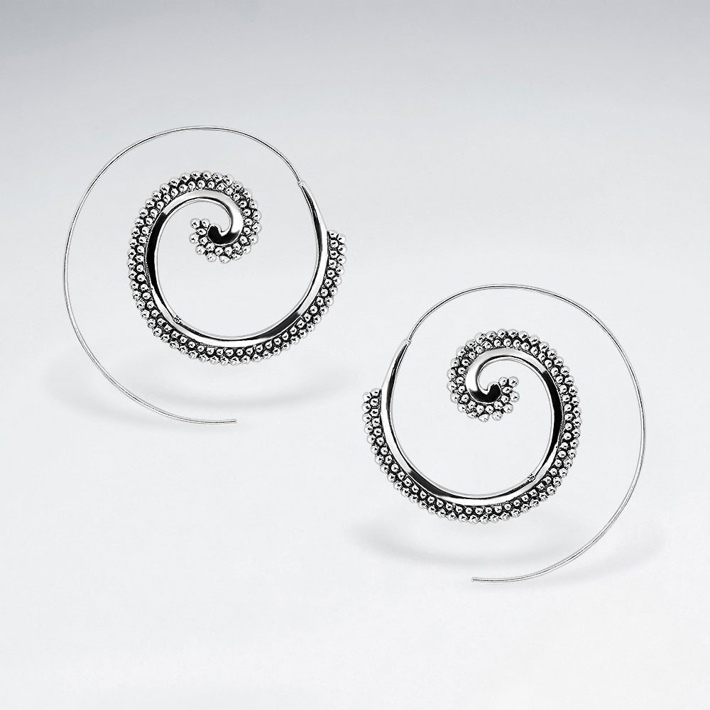 Seashell Swirl Hoop Threader Earrings