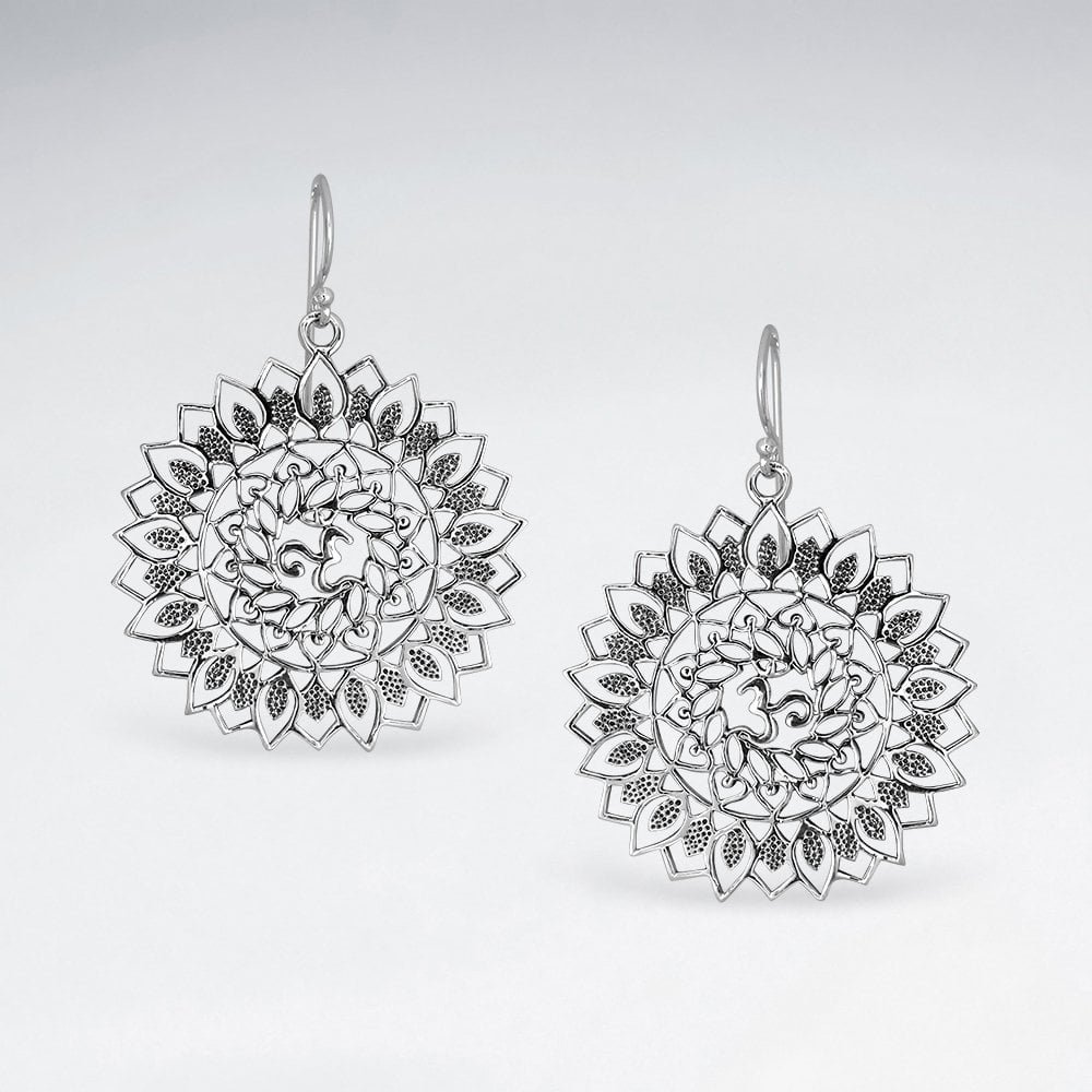 Om Sign Sterling Silver Dangle Earrings