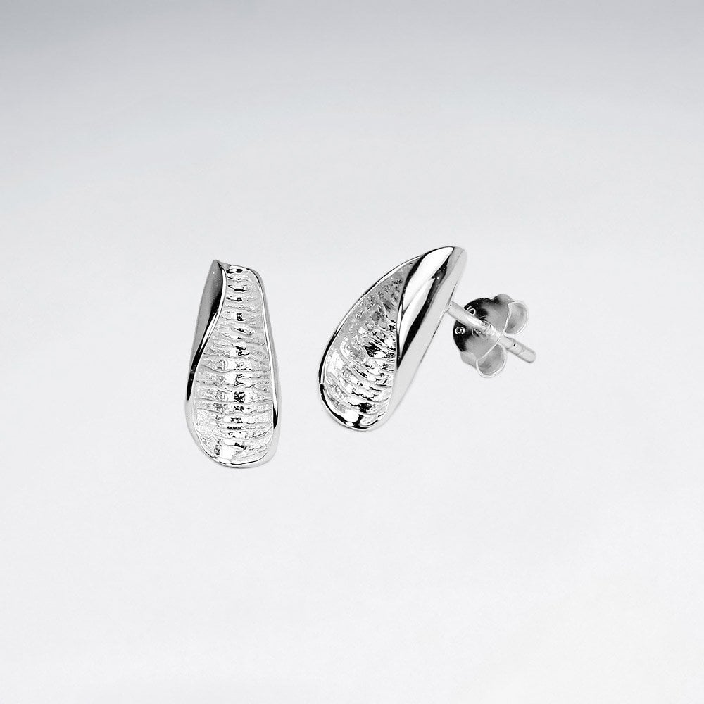 Sterling Silver Textural Leaf Earrings