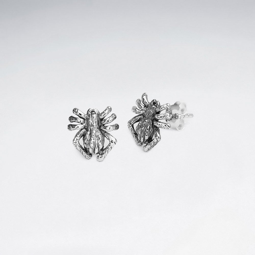 Sterling Silver Arachnid Spider Stud Earrings