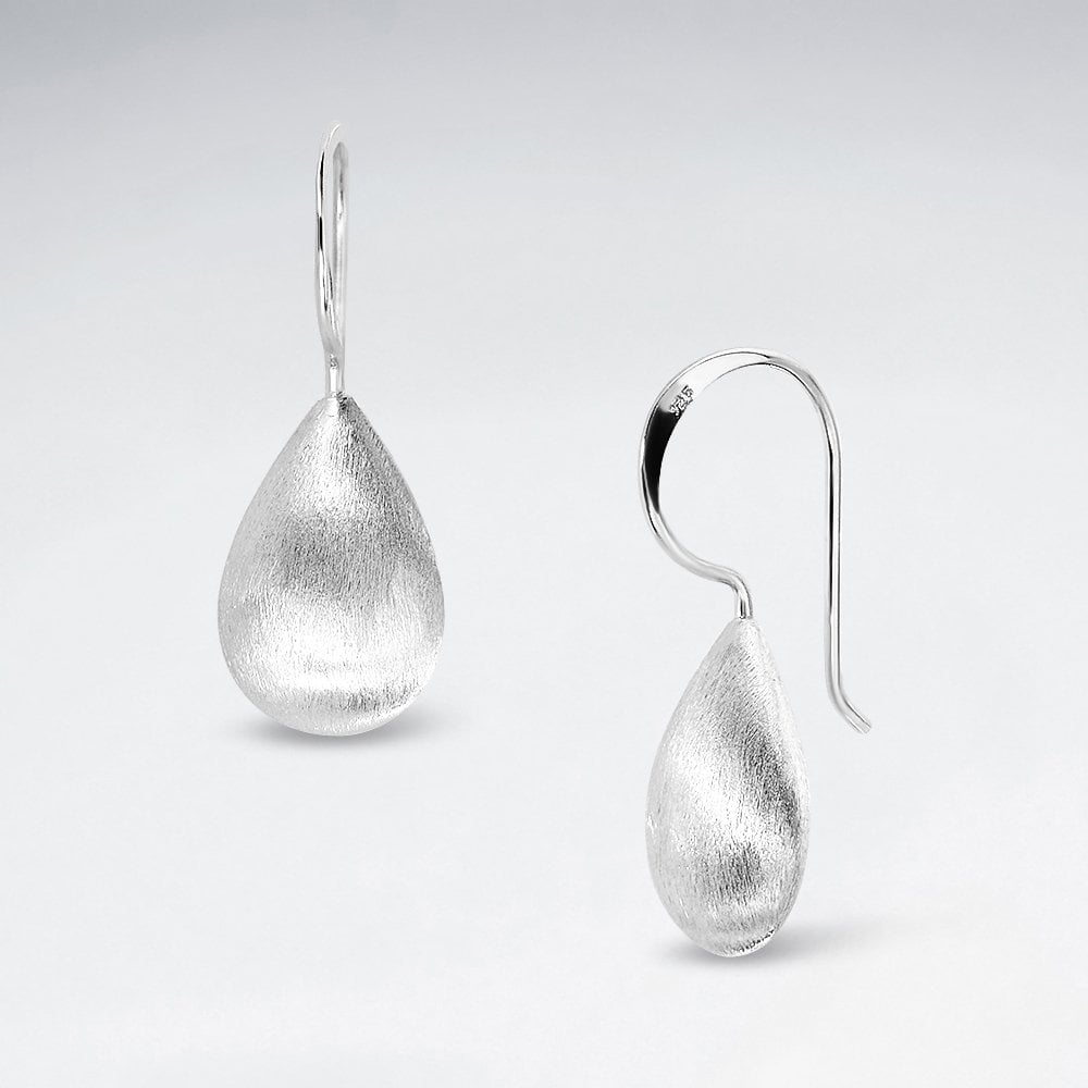 Sterling Silver Teardrop Hook Earrings