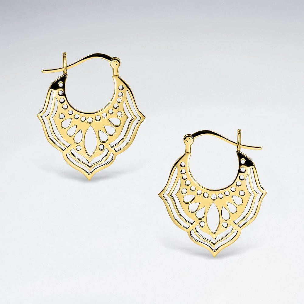 Shape Silhouette Filigree Sterling Silver Hoop Earrings