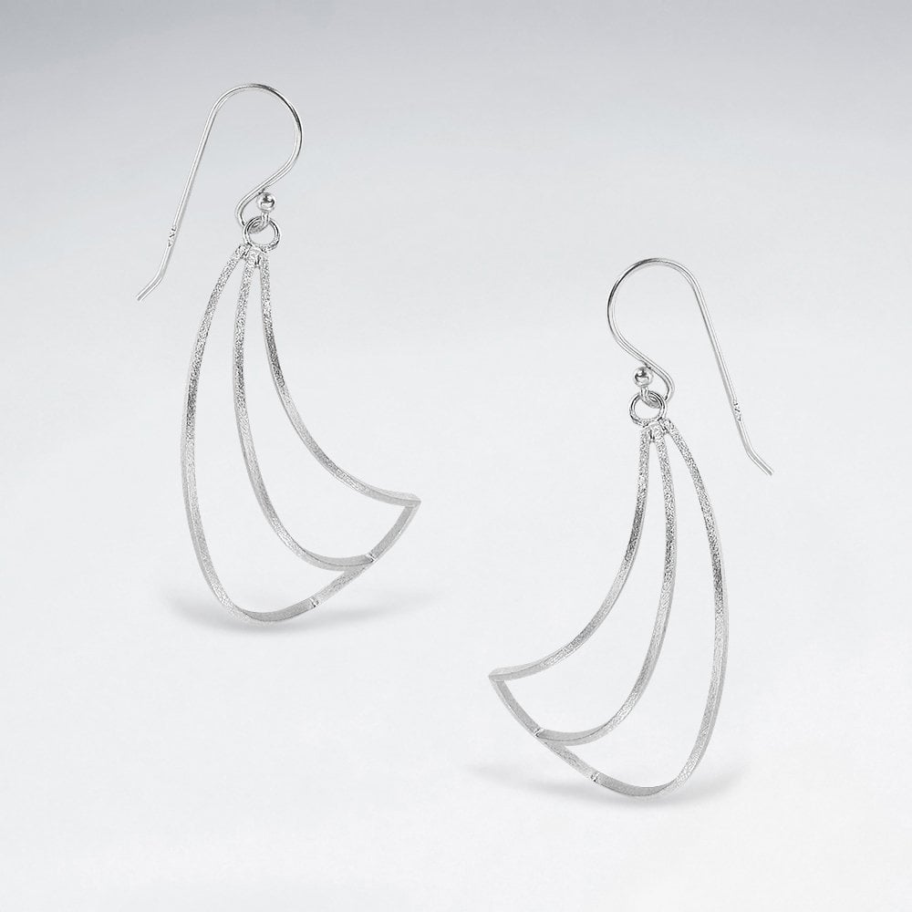 Sterling Silver Openwork Swoop Hook Earrings