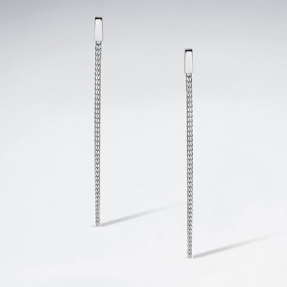 Sterling Silver Serpentine Link Dangle Stud Earrings