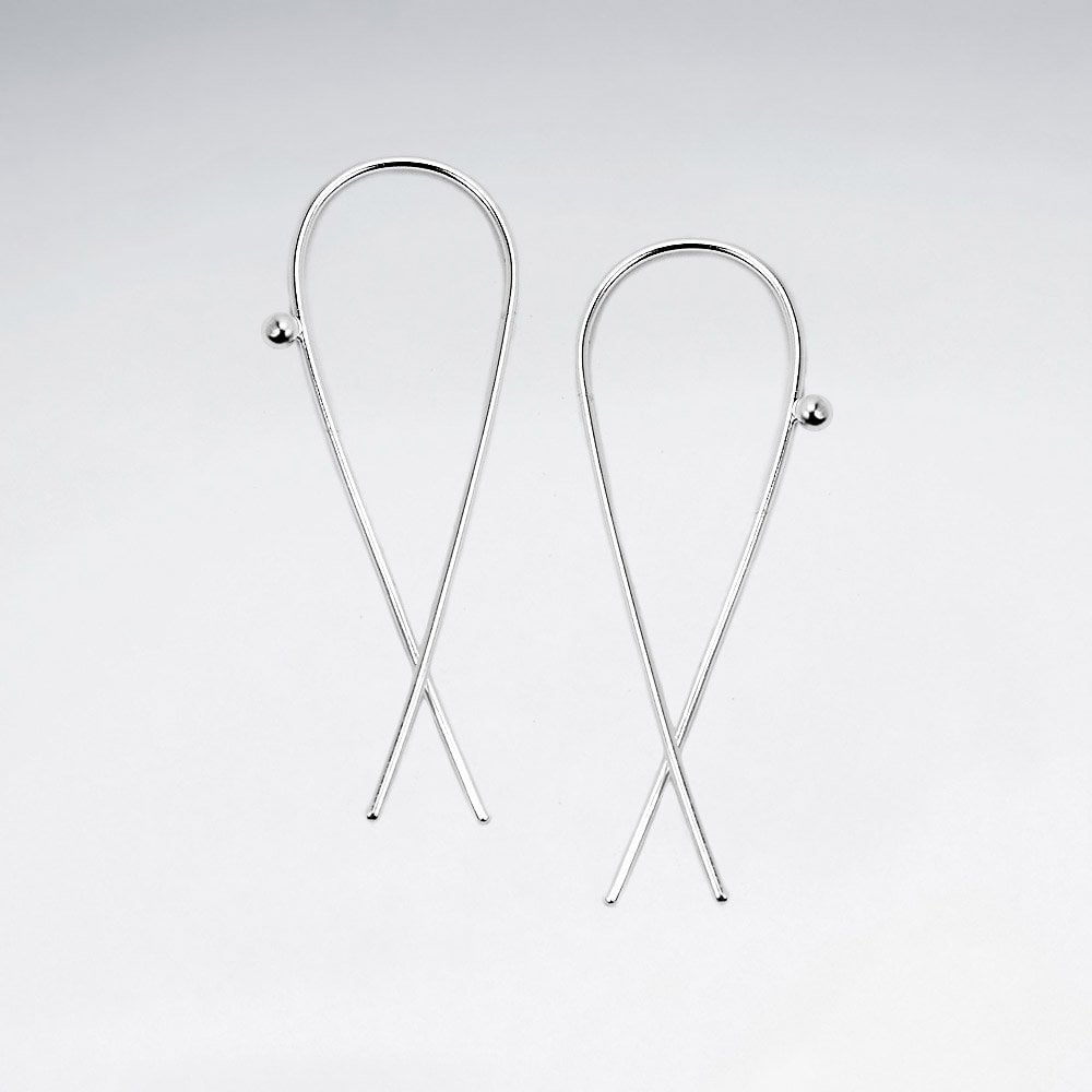 Sterling Silver Crisscross Hoop Stud Earrings
