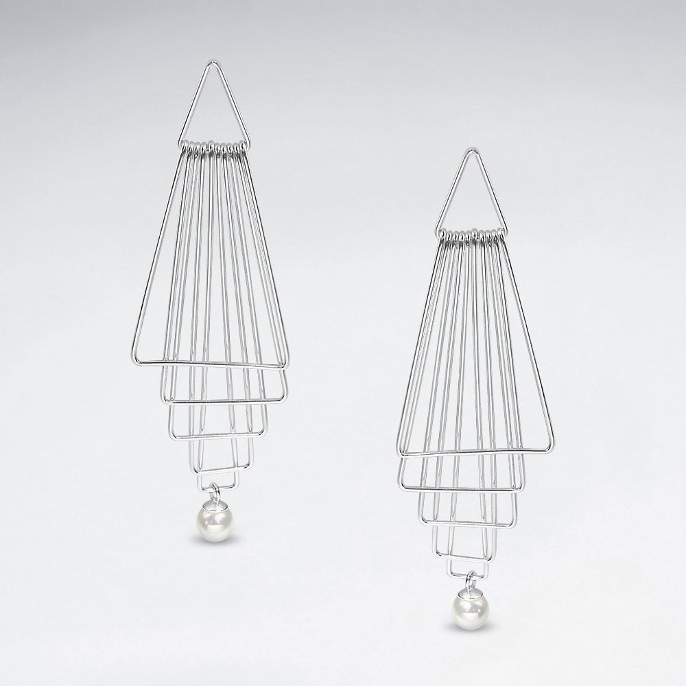 Sterling Silver Openwork Geometric Cascade Earrings