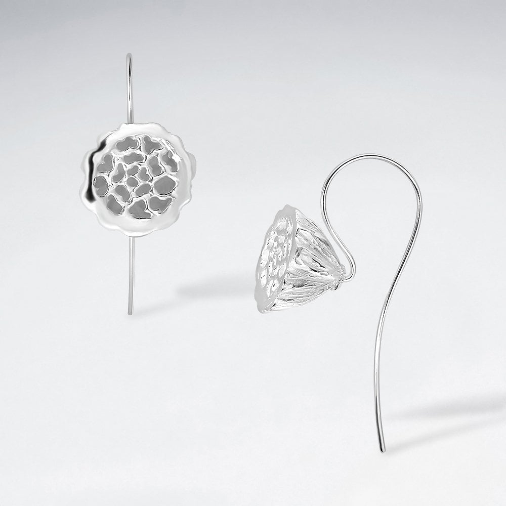 Sterling Silver Flower Hook Earrings