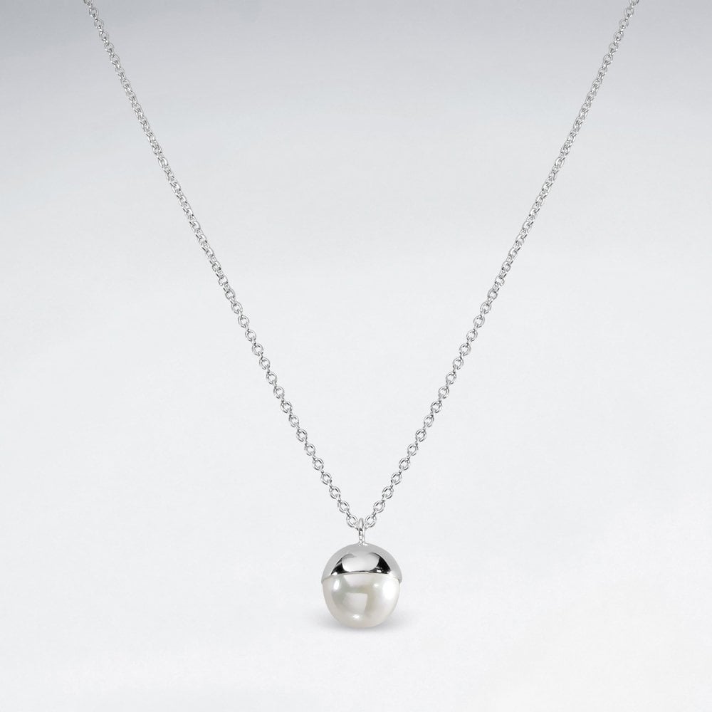 Sterling Silver Pearl Solitaire Necklace