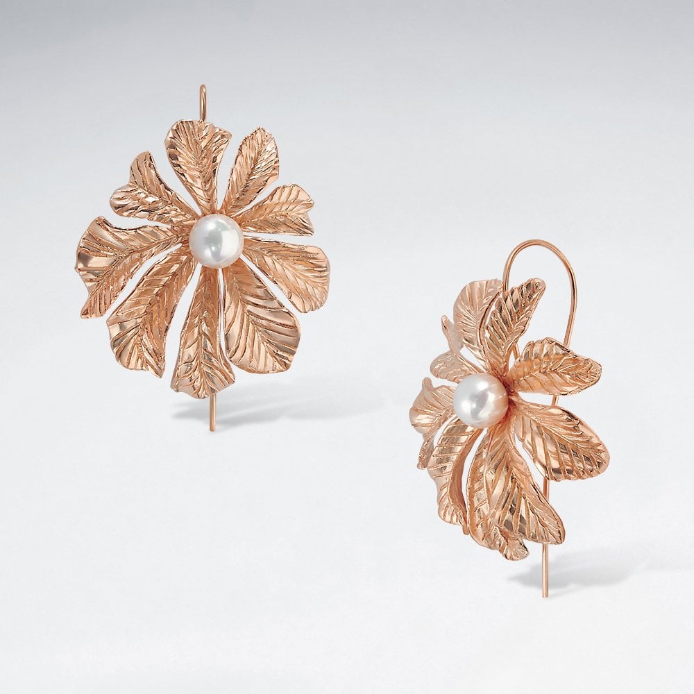 Sterling Silver Blossoming Flower Hook Earrings