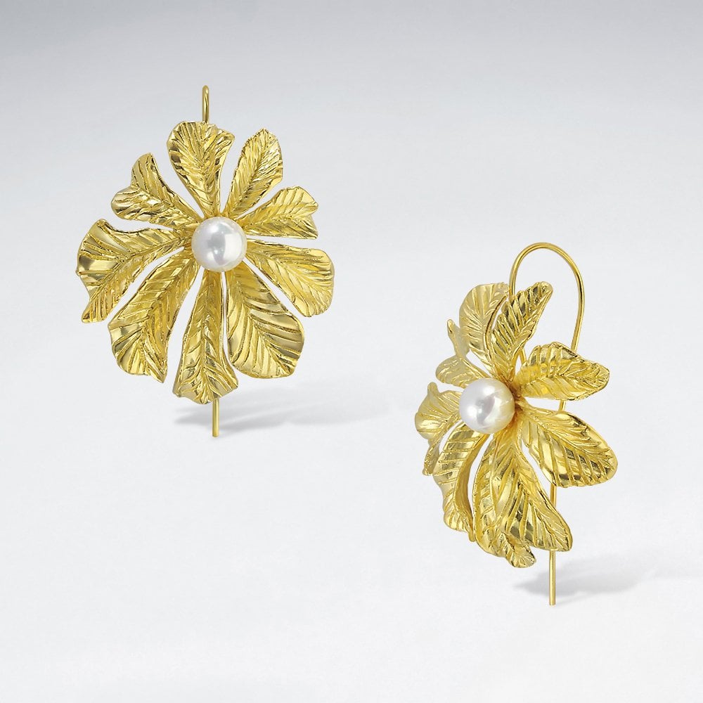 Sterling Silver Blossoming Flower Hook Earrings