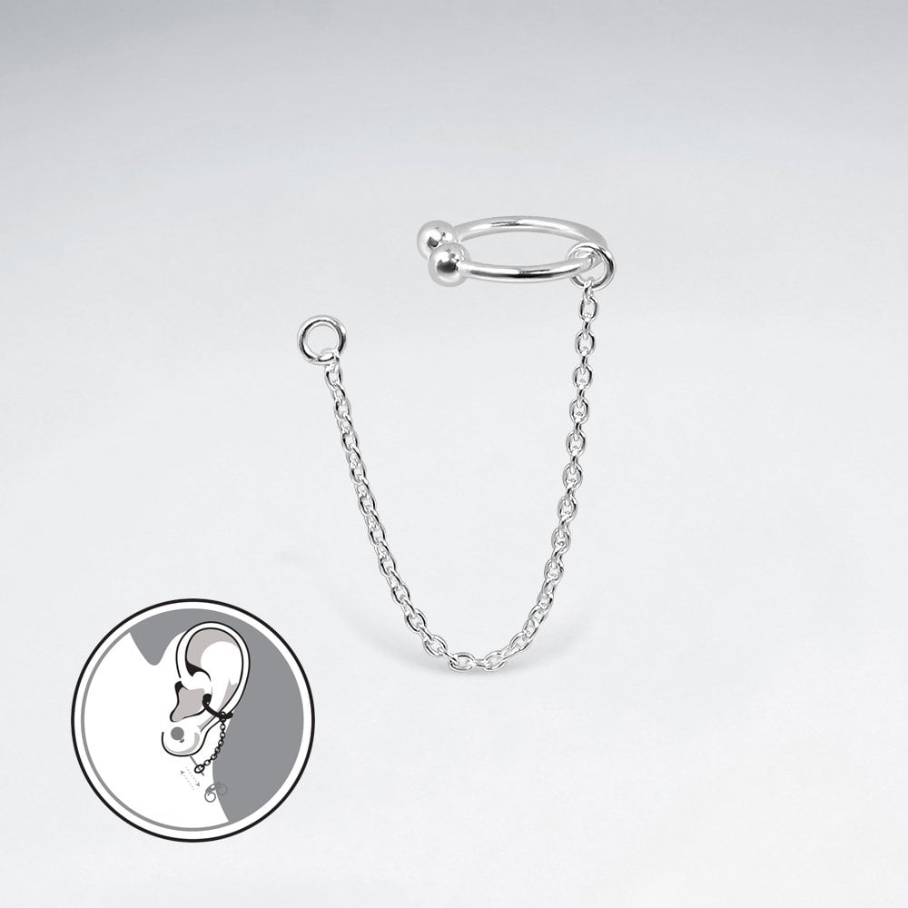 Sterling Silver Chain Ear Cuff