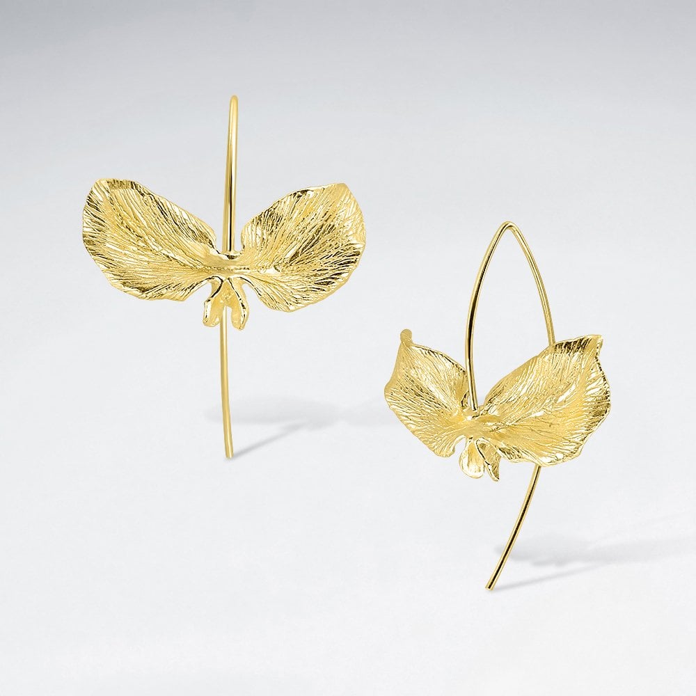 Sterling Silver Duet Petal Flower Earrings