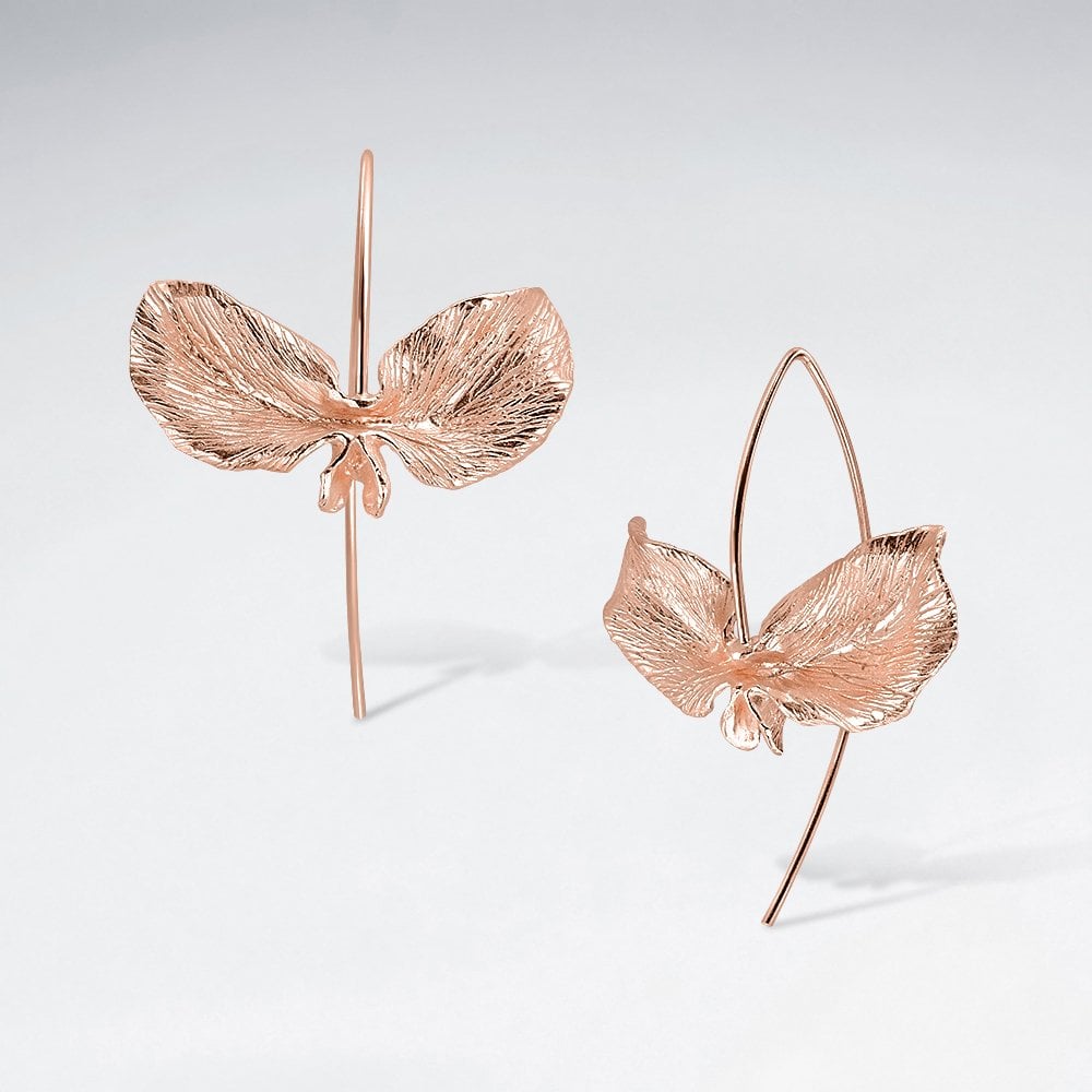 Sterling Silver Duet Petal Flower Earrings