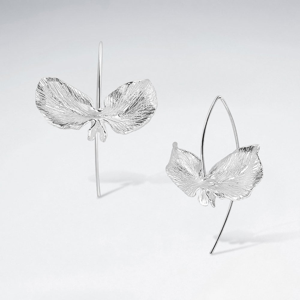 Sterling Silver Duet Petal Flower Earrings