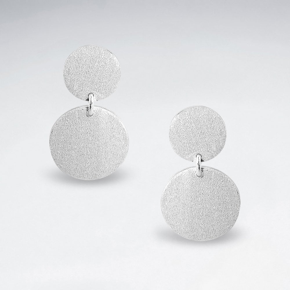 Sterling Silver Double Circle Drop Earrings