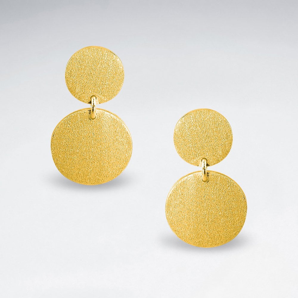 Sterling Silver Double Circle Drop Earrings
