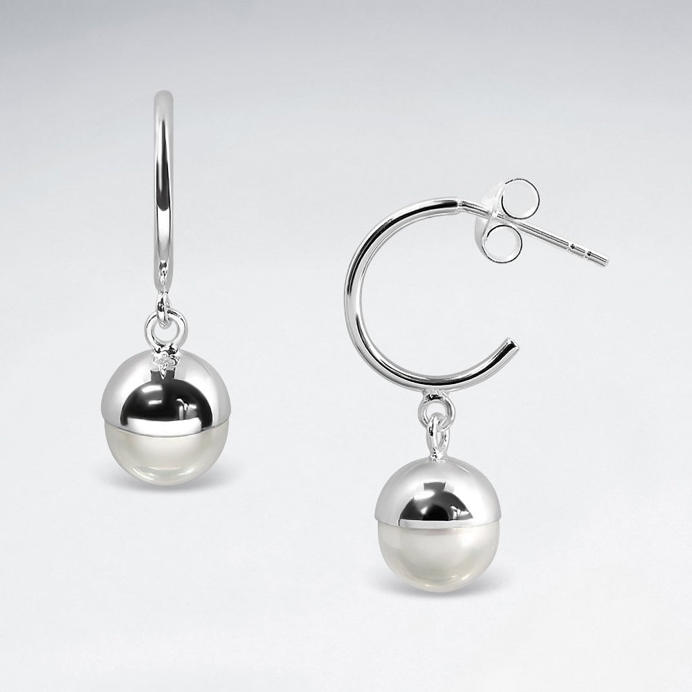 Sterling Silver Hoop Stud Dangle Earrings