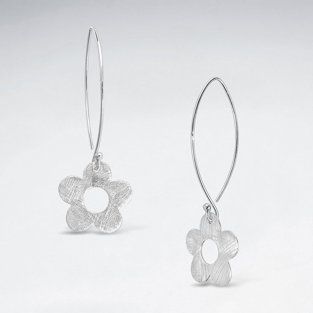 Matte Silver Marquis Cascade Dangle Hook Earrings