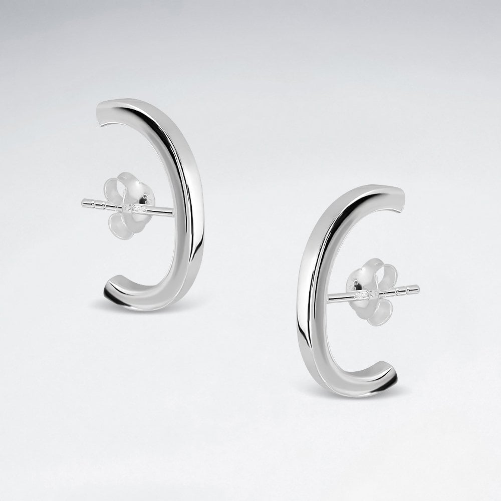 Sterling Silver Half Hoop Lobe Cuff Earrings