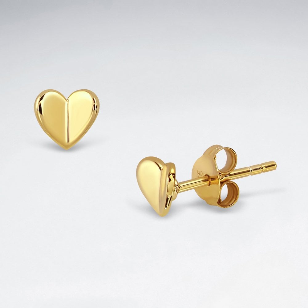 Sterling Silver Folded Heart Stud Earrings