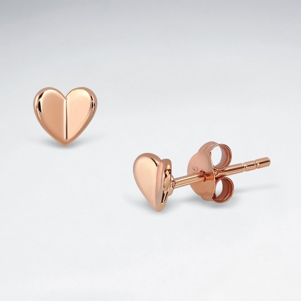 Sterling Silver Folded Heart Stud Earrings