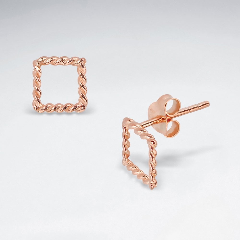Sterling Silver Square Rope Stud Earrings