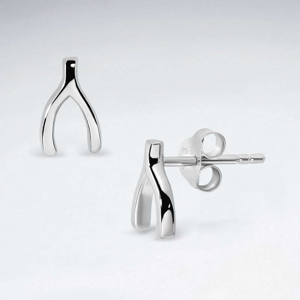 Sterling Silver Wishbone Stud Earrings