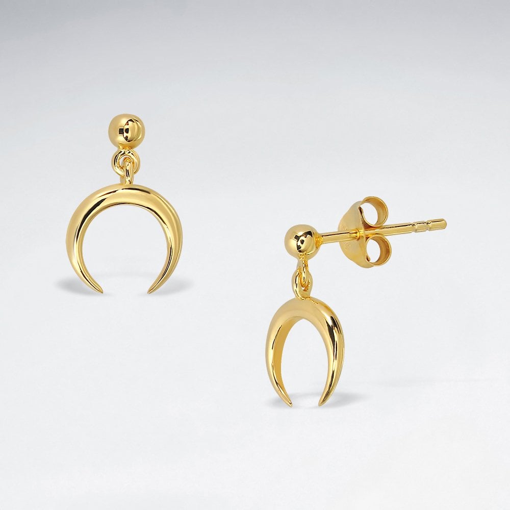 Sterling Silver Crescent Stud Dangle Earrings