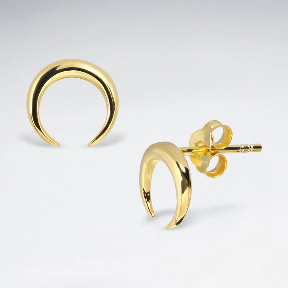 Sterling Silver Crescent Moon Stud Earrings
