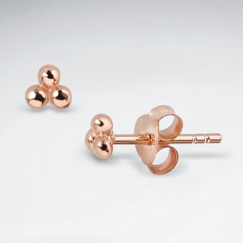 Sterling Silver 3 Dots Cluster Stud Earrings