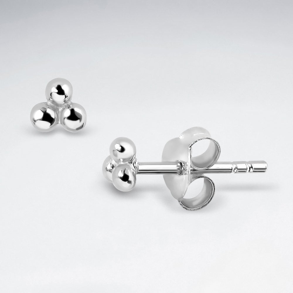Sterling Silver 3 Dots Cluster Stud Earrings
