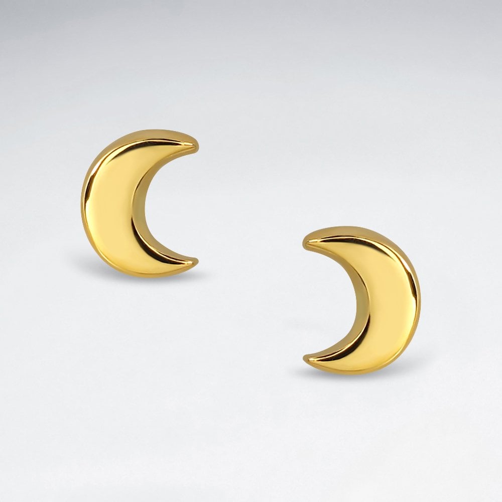 Sterling Silver Crescent Half Moon Stud Earrings
