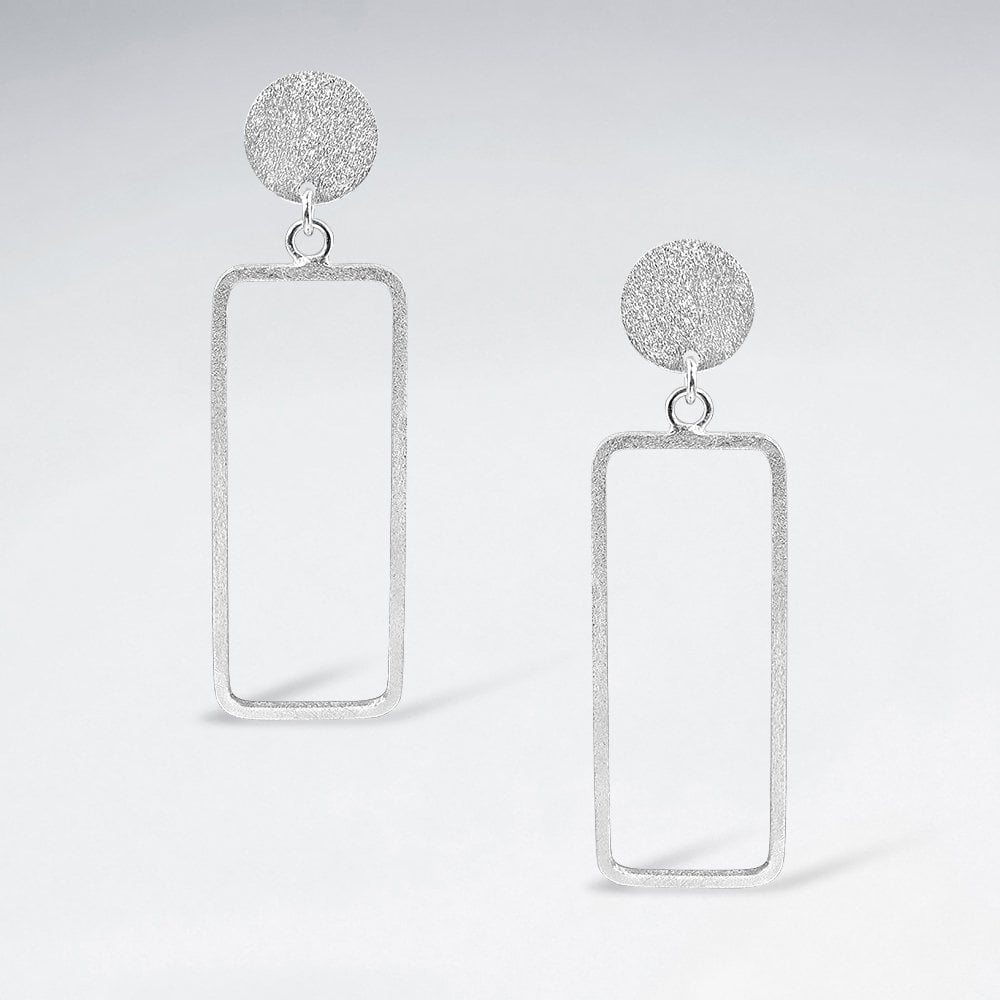 Sterling Silver Openwork Rectangle Stud Earrings