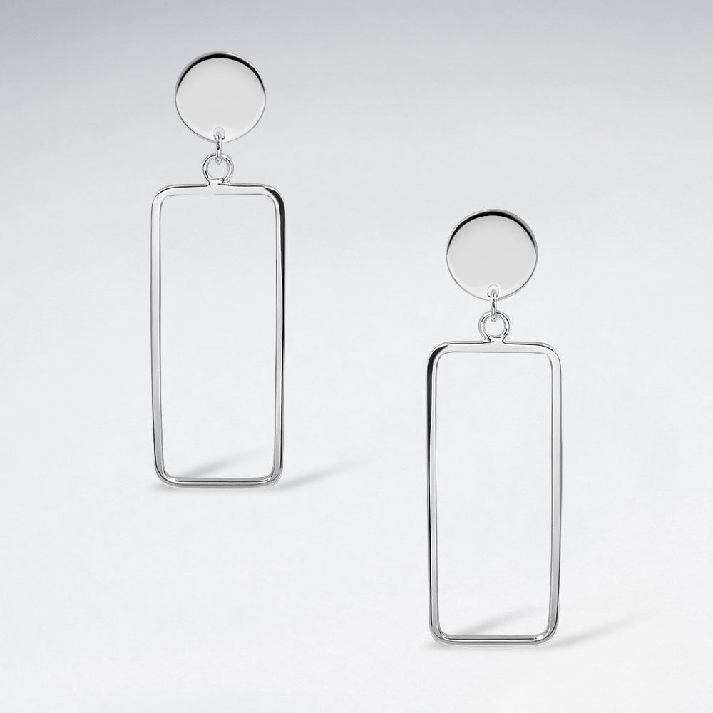 Sterling Silver Openwork Rectangle Stud Earrings