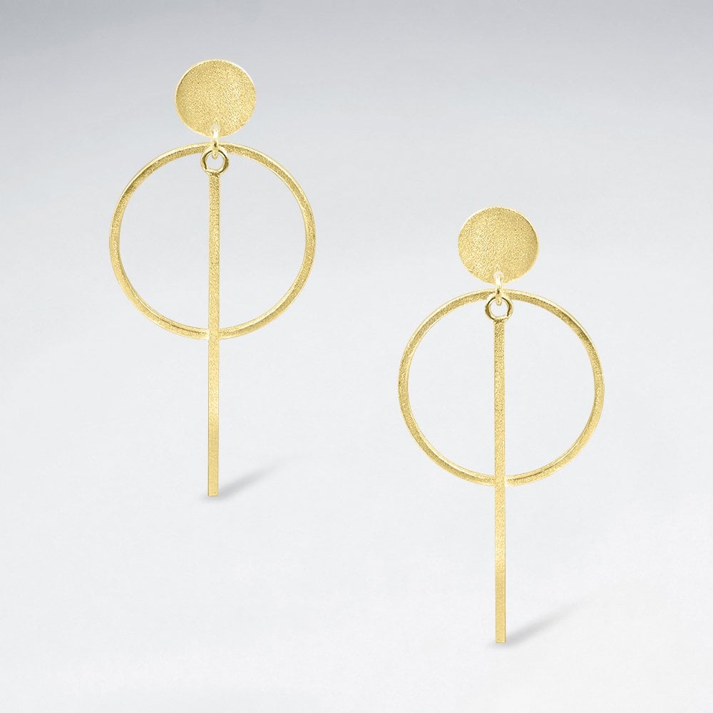 Sterling Silver Hoop and Line Stud Dangle Earrings