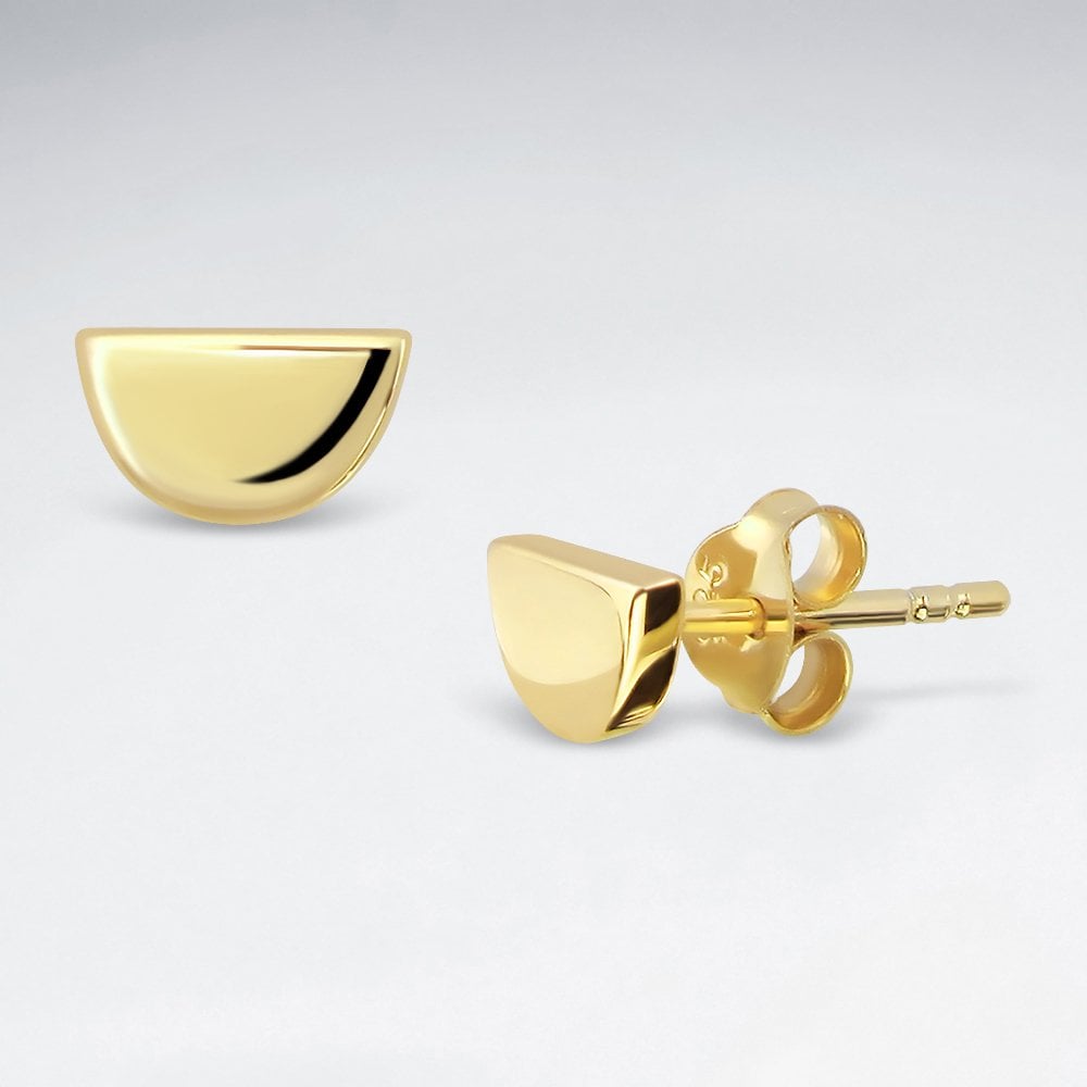 Sterling Silver Half Circle Stud Earrings