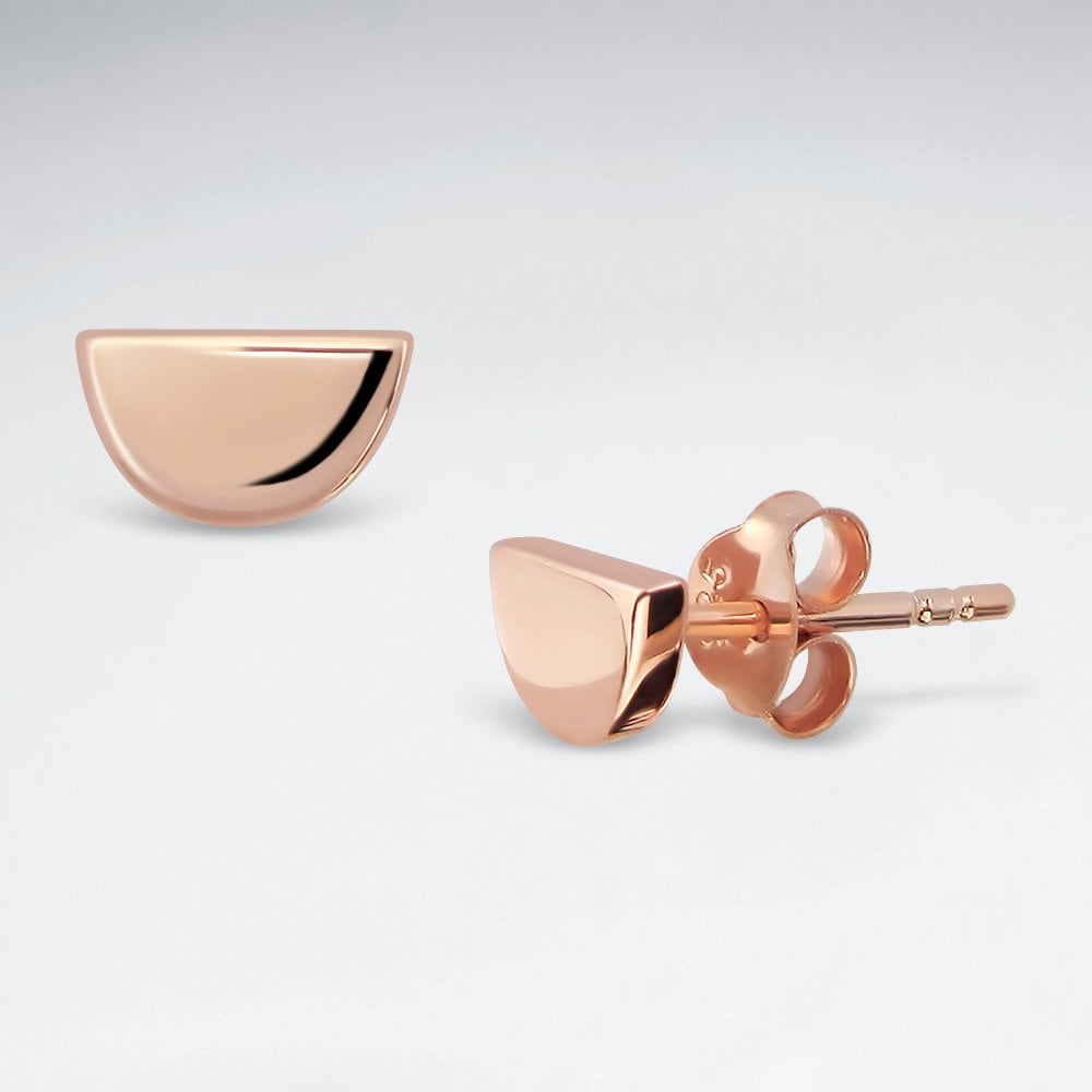 Sterling Silver Half Circle Stud Earrings