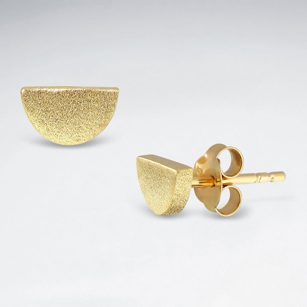 Sterling Silver Half Circle Stud Earrings