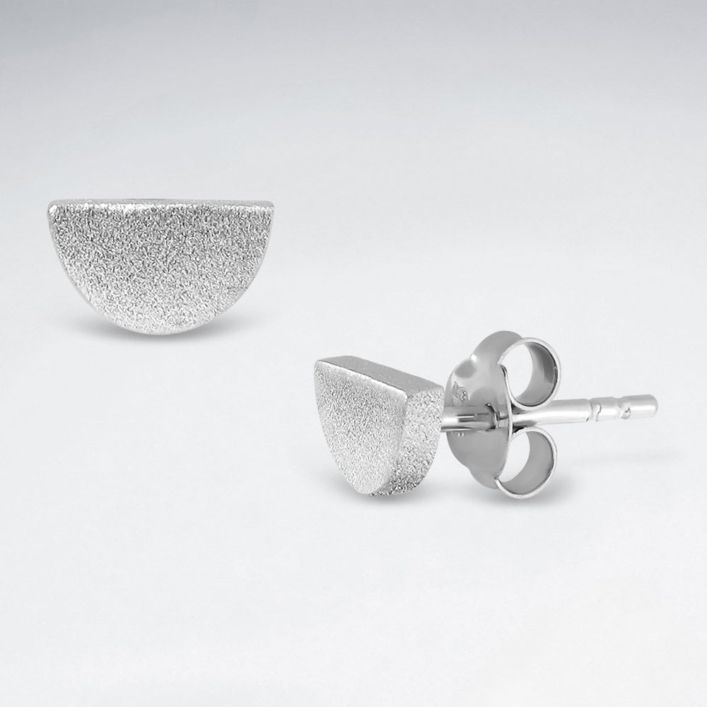 Sterling Silver Half Circle Stud Earrings