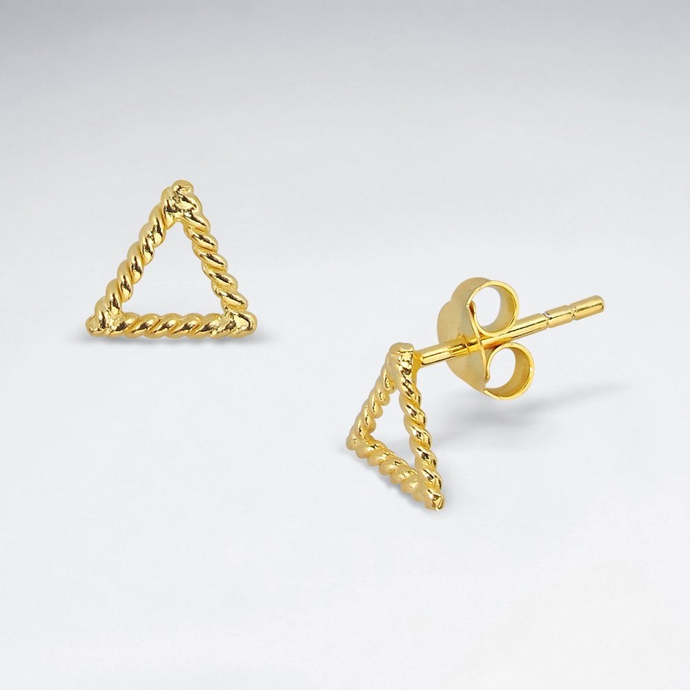 Sterling Silver Triangle Openwork Rope Stud Earrings
